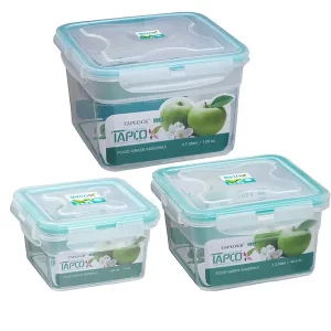 تاپلاک چهار گوش سری 524 مناسب برای نگهداری در یخچال و فریزر قابل استفاده در ماکروویو افزایش ماندگاری مواد غذایی قابل شستشو در ماشین ظرف شویی شفاف مثل شیشه سبکتر از شیشه مقاوم در برابر شکستن